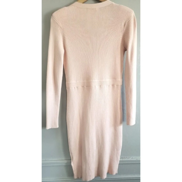 GUESS knit Dress Women's Medium Pink Body Con Rose Gold Buttons - Picture 6 of 8
